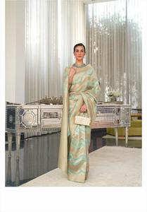 Bollywood belle organza tissage à la main sari avec chemisier pièce pour femme vêtements indiens et pakistanais - Product Image 5