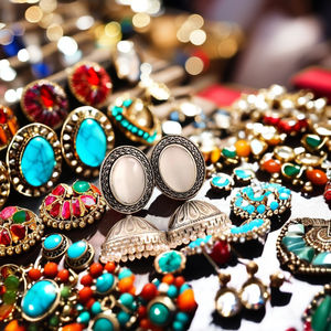 Direct Indian Supplier's Best Selling Chic Oxidised Silver Jhumkas White <b>Crystal</b> Beads <b>Stud</b> Geometric Pattern Fashionistas' - Product Image 5