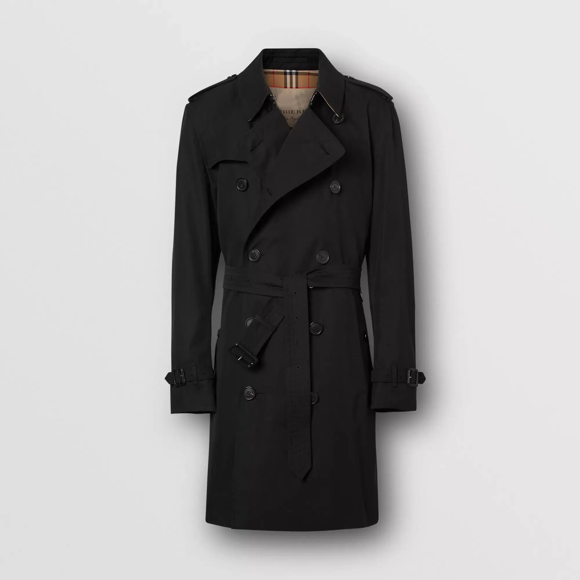 Best High Quality England Solid black Color Woolen Thick Long Trench Coat Men's Coat