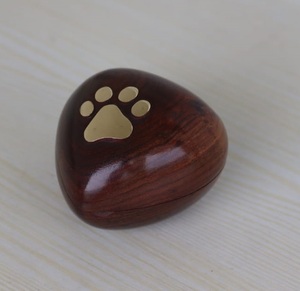 <b>Wooden</b> Paw Print <b>Heart</b> Shape Small Pet Cremation Urn <b>Wooden</b> Handmade <b>Heart</b> Shape Cremation Urns for Pet Ash - Product Image 1