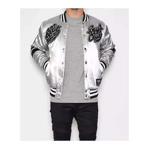 Chaqueta de Carreras de Seda Teñida con Logotipo Personalizado, Chaqueta Bomber de Satén, Botones de Lana, Bordado Universitario, Equipo de Béisbol, Transpirable, Invierno - Product Image 6