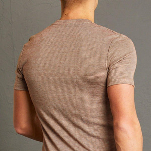 Haute qualité hommes Spandex matériel marron couleur Muscle Fit Gym porter t-shirt avec O cou et manches courtes - Product Image 4