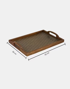 Bandeja de servicio de madera redonda de lujo Bandeja decorativa impresa para vajilla y servicio de comida de alta calidad - Product Image 3