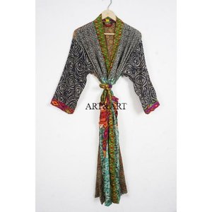 Nuevo Kimono de Seda para Mujer, Bata de Baño, Ropa de Dormir, Estilo Veraniego, Suave y Cómodo, Talla Grande, Diseño Patchwork - Product Image 1