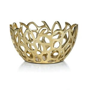 Frutero decorativo de la mejor calidad Metal Aluminio chapado en oro Hecho a mano Elegante India Fabricante Tazón redondo a granel - Product Image 2