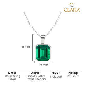 NOVAMART Fine 925 Pure Silver <b>Pendant</b> Necklace for Men Boys Diamond Shape <b>Emerald</b> Cut Geometric Pattern Bezel Setting Rhodium Ro - Product Image 5