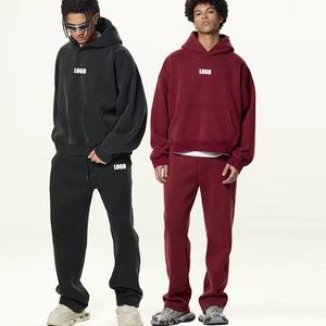 Boxy chándal de gran tamaño para hombre 100% algodón polar diseño personalizado hombro caído peso pesado Unisex ácido lavado recortado Sudadera con capucha - Product Image 2