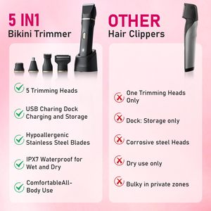 Depiladora Eléctrica Recargable 5 en 1 para Mujer, Afeitadora Húmeda/Seca sin Dolor, Resistente al Agua IPX7, para Zona del Bikini, Piernas y Área Íntima - Product Image 3