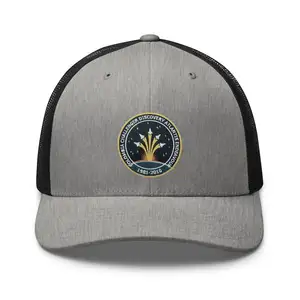 VN topi Trucker pinggiran melengkung Snap plastik Logo depan jaring topi Trucker topi Golf uniseks tren populer warna gelap