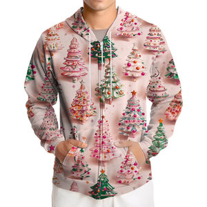 Sudadera con capucha de invierno de ajuste Regular Unisex de gran tamaño con cremallera de lana de alta calidad para hombres 100% bordado estampado de algodón - Product Image 1