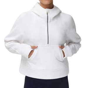 Haute qualité 100% coton pull sweats pour femmes sweats à capuche personnalisés avec fermeture éclair longues poches pouce trou avant Logo en vente - Product Image 6