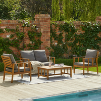 Ensemble de mobilier d'extérieur design moderne, canapé de patio en bois de teck massif imperméable en vente de gros pour hôtels et villas