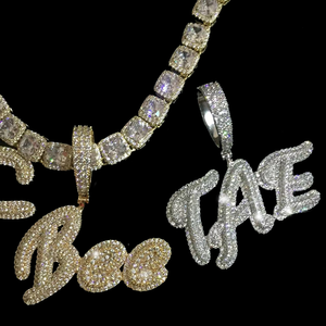 Collar con Colgante de Diamantes con Nombre, Estilo Hip Hop, Chapado en Oro de 14K, Corte Baguette, Personalizado para Mujer, Certificado IGI, Cultivado en Laboratorio, para Fiestas y Eventos - Product Image 4