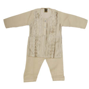 ชุดคุรตะ ชัลวาร์ สำหรับเด็กแรกเกิดชาย - สีเบจ - Product Image 1