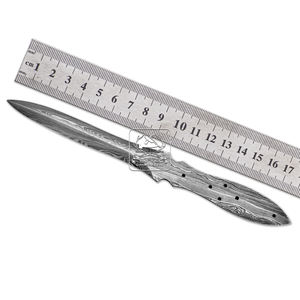 Vente en gros de lames blanches en acier damas à 192 couches, couteau de poche de chasse Bushcraft fait à la main avec motifs de goutte de pluie, qualité bricolage - Product Image 5