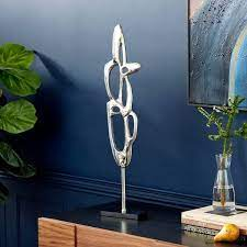 Sculpture à la main en argent moderne Accent décoratif moderne pour bureau à domicile ou affichage de cadeaux - Product Image 2