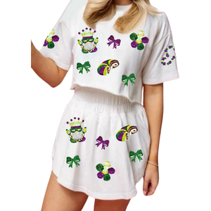 Vente en gros 2025 Ensemble jupe de créateur pour Mardi Gras Festival Offre Spéciale 100% coton, ensembles de jupes à paillettes personnalisées pour femmes et filles - Product Image 5