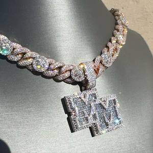 Colgante de plata 925 con nombre de letra personalizado, joyería redonda de moissanita con diamantes de hip hop, collar con nombre helado, regalo de cumpleaños - Product Image 4