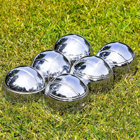 Jeu de boules de pétanque en acier inoxydable, jeu de bocce durable et portable pour le jardin avec boîte en bois