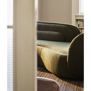 Peonia High-End Home Furniture Set Premium <b>Fabric</b> and Genuine Leather <b>Sofa</b> with Extendable Peninsula Upholstered - Product Image 4