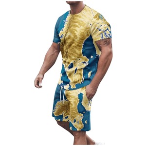 Conjunto de dos piezas OEM personalizado verano color sólido hombres camisa solapa manga corta pantalones cortos deportes casual verano hombres - Product Image 6