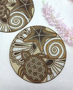 Chargeur perlé de luxe fait main pour manger un décor de vacances unique; pour napperon perlé de pendaison de crémaillère - Product Image 1