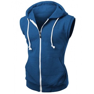 Venta al por mayor de hombres de algodón gimnasio chaleco logotipo personalizado sin mangas entrenamiento ropa deportiva otoño correr sudaderas con capucha con diseño muscular - Product Image 1