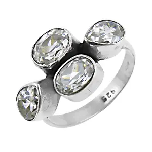 Anillo de Plata 925 con Topacio Blanco para Mujer, Anillo de Piedras Preciosas de Marca Privada con Forma de Mano y Engaste de Bisel - Product Image 2