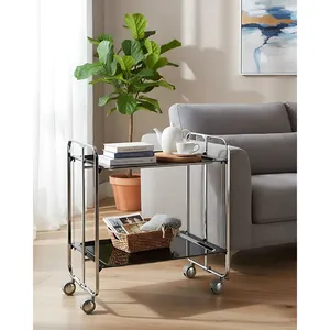 Carrito de Servicio Vintage Decorativo de Hierro Forjado con Ruedas para Hoteles, Carrito de Bar Metálico Plateado, Seguro y Plateado de Zahid Exports - Product Image 4