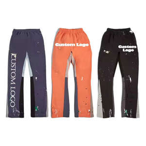 Vente en gros de pantalons de survêtement évasés décontractés pour hommes de couleurs contrastées Impression à l'encre par éclaboussures à la mode Tendance de la mode durable - Product Image 5