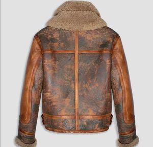 Veste d'hiver Sherpa surdimensionnée doublée cuir fausse fourrure grande taille chaude veste pull up en cuir de vachette - Product Image 4