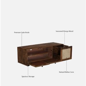 Baarn Contemporary <b>TV</b> <b>Stand</b> Rustic Teak Finish Mango Wood with Storage <b>for</b> Living Room - Product Image 3