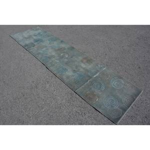Alfombra turca Vintage moderna de 26x95 pies hecha a mano de lana de felpa azul alfombra para sala de estar Patchwork rompecabezas rectángulo pasillo látex - Product Image 4