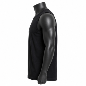 Camiseta Deportiva Personalizada para Hombre, Negra, Sin Mangas, Transpirable, para Gimnasio, Ropa Deportiva, Proveedor Mayorista OEM - Product Image 4