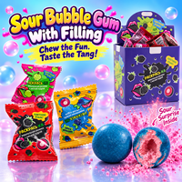 Bonbons fantaisie à la saveur de fruits acidulés, effet langue colorée, thème baies, emballage individuel, présentoir, confiserie OEM