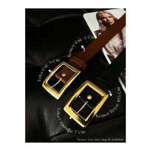 Ensemble de 2 ceintures pour femme avec boucle dorée : ceinture pour pantalon, ceinture pour veste, ceinture pour robe, ceinture pour chemise - Noir et beige - Product Image 1