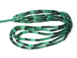 Perles en forme de rondelle lisse ombré émeraude perles de pierres précieuses émeraude naturelle 2X3MM longueur est 14''Inches perles de fabrication de bijoux - Product Image 2