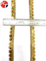 Offre Spéciale KUSHANG TEXTILE Bordure en dentelle crochetée brodée de paillettes pour vêtements, largeur 13 mm, couleur personnalisée, 1 yard MOQ, échantillon en 7 jours
