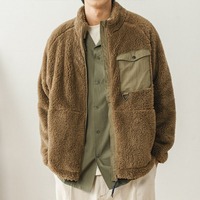 Veste d'hiver en polaire sherpa camouflage écologique avec patchwork de lettres, respirante, à fermeture éclair, style streetwear, personnalisable pour homme (OEM)