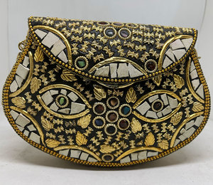 <b>Envelope</b> Clutch Brass & Metal Frame Black <b>White</b> Personalized Women Evening Bag Custom Color Lowellcraft.com Luxury Handbag Purse - Product Image 4