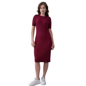 Robe en tricot côtelé à manches courtes pour femmes, respirante, tenue décontractée de haute qualité, service OEM personnalisable - Product Image 2