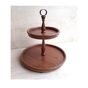 Handmade Customized Eco-Friendly Round Mango Wood <b>Tiered</b> <b>Cake</b> Server <b>Stand</b> - Product Image 6