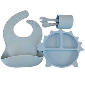 Factory Wholesale <strong>Durable</strong> BPA Free Silicone Gel Baby Training Bib Set Snow Tooth <strong>Cutlery</strong> <strong>for</strong> <strong>Children</strong> Baby Feeding Products