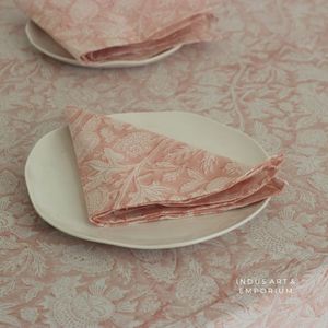 Belle nappe imprimée en toile de coton indien floral Gad Orange 6 places et 8 places couverture de table durable - Product Image 5