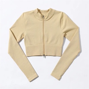 Yoga Set Ribbed Sports Bra Drawstring Crop <b>Top</b> Breathable Front Sportswear Mid <b>Waist</b> Half Sleeve Workout Fitness Suit Gym - Product Image 4