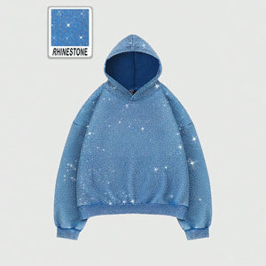 Sudadera con Capucha Unisex de Moda para Invierno, Bordada, con Efecto Desgastado por el Sol, Personalizada con Logotipo de Pedrería, Impresión Completa - Product Image 1