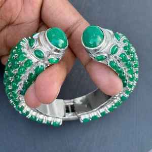 Brazalete de Plata con Ónix Verde, Joyería de Piedras Preciosas Naturales, Brazalete de Lujo Hecho a Mano - Product Image 3