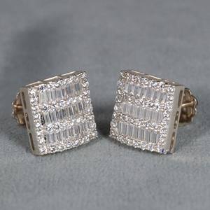 Boucles d'oreilles en or blanc 14 carats avec diamant de laboratoire, best-seller, pour cadeau d'anniversaire, clarté VVS - Product Image 1