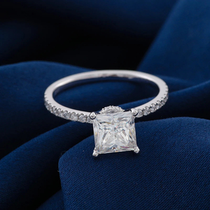 Luxury 18K White Gold Plated Rose Gold Plated Princess Cut 925 Sterling Silver <b>Adjustable</b> Fine Wedding Engagement <b>Ring</b> Women - Product Image 3