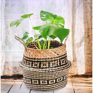 Naturel pratique polyvalent jonc de mer ventre panier de rangement Boho Chic panier de rangement tissé à la main jonc de mer durable décor à la maison - Product Image 3